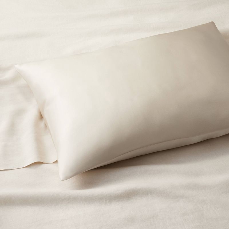 slide 2 of 5, Standard Solid Silk Pillowcase Cream - Casaluna™, 1 ct
