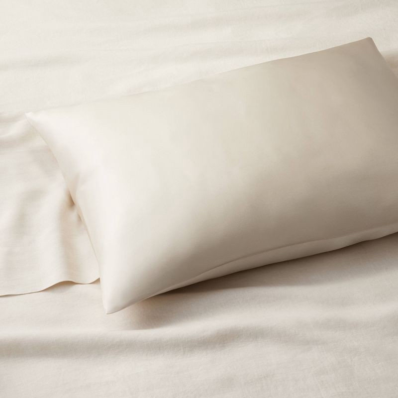 slide 2 of 4, Standard Solid Silk Pillowcase Cream - Casaluna™, 1 ct