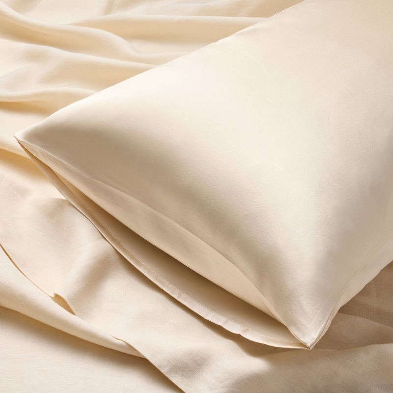 slide 4 of 5, Standard Solid Silk Pillowcase Cream - Casaluna™, 1 ct