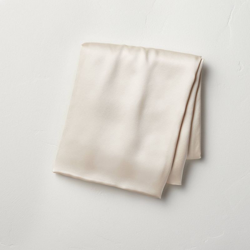 slide 1 of 4, Standard Solid Silk Pillowcase Cream - Casaluna™, 1 ct