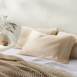 Standard Solid Silk Pillowcase Cream - Casaluna™
