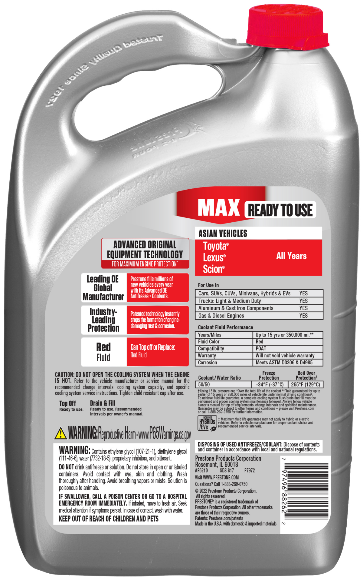 slide 2 of 2, Prestone Max 50/50 Asian Red Toyota Antifreeze, 1 ct