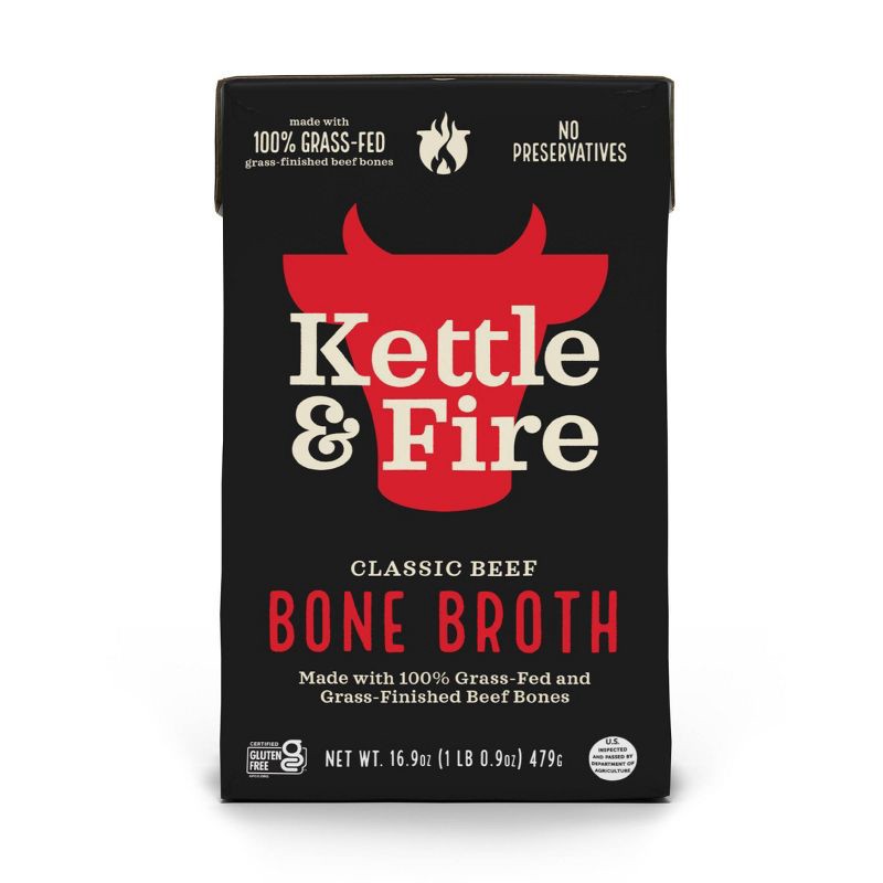 slide 1 of 5, Kettle & Fire Gluten Free Beef Bone Broth - 16.9oz, 16.9 oz