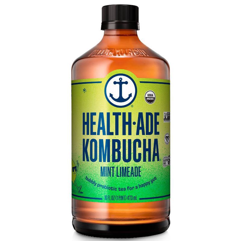 slide 1 of 9, Health-Ade Mint Limeade Kombucha - 16 fl oz, 16 fl oz