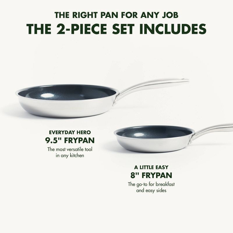 slide 5 of 8, GreenPan Greenwich 2pk Stainless Steel Ceramic Frypan Set, 2 ct