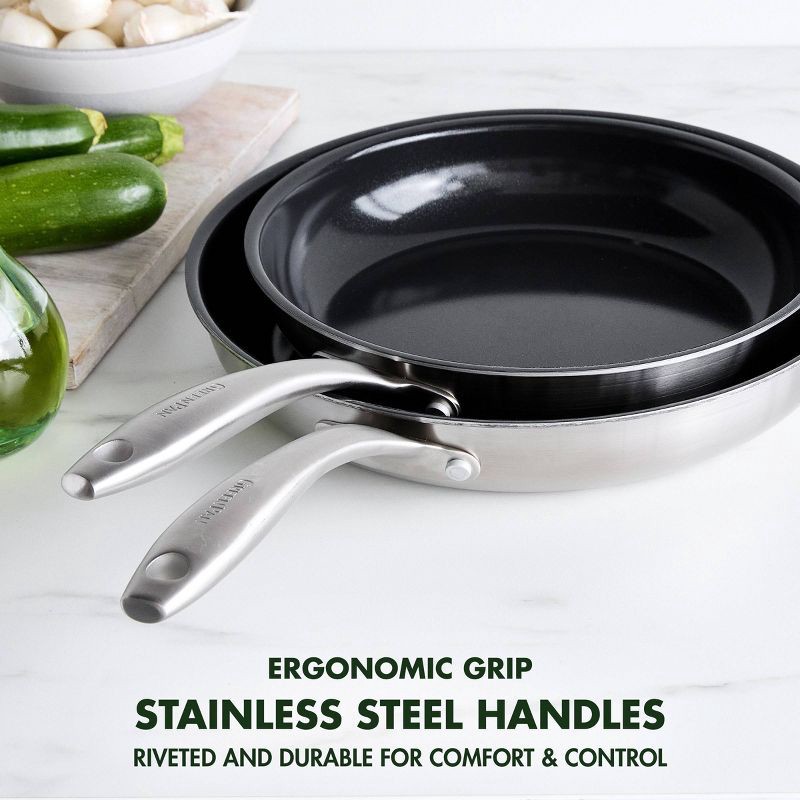 slide 7 of 8, GreenPan Greenwich 2pk Stainless Steel Ceramic Frypan Set, 2 ct