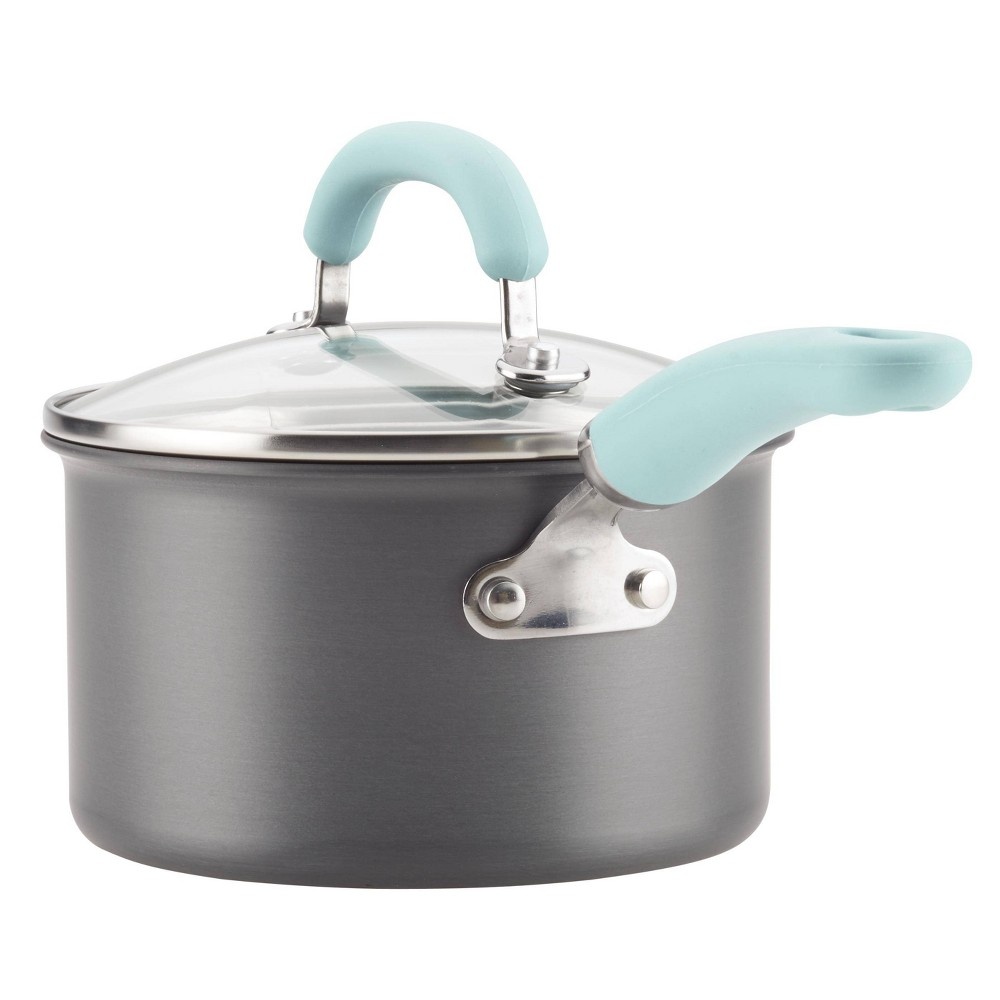 slide 5 of 7, Rachael Ray Create Delicious 10pc Hard Anodized Cookware Set with Light Blue Handles, 10 ct