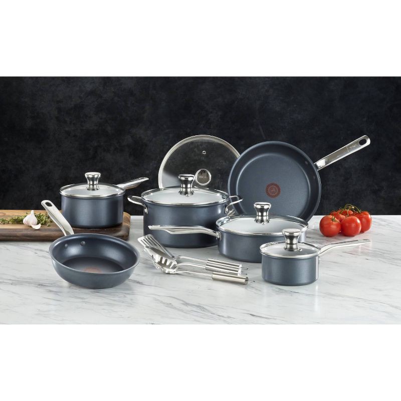 slide 6 of 12, T-fal 14pc Cookware Set, Platinum Nonstick Black, 14 ct
