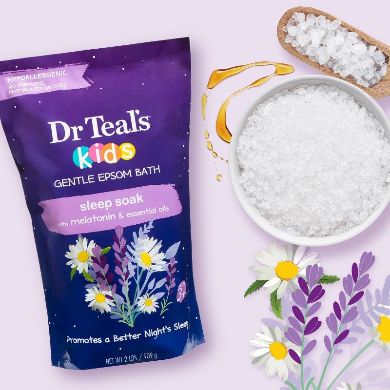 slide 5 of 5, Dr Teal's Kids Sleep Epsom Salt Soak with Melatonin & Essential Oils - 2lbs, 2 lb