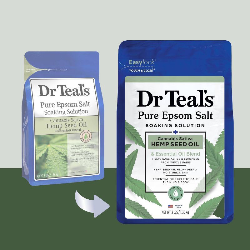 slide 2 of 6, Dr Teal's Epsom Salt Magnesium Soak - Cannabis Sativa Hemp Seed Oil - 3 lbs, 3 lb