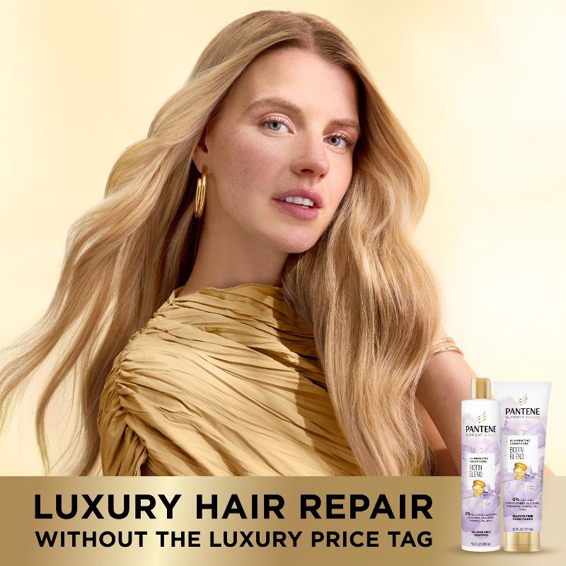 slide 5 of 9, Pantene Illuminating Sulfate Free Biotin Shampoo for Nourishing Color Safe, Nutrient Blends - 9.6 fl oz, 9.6 fl oz