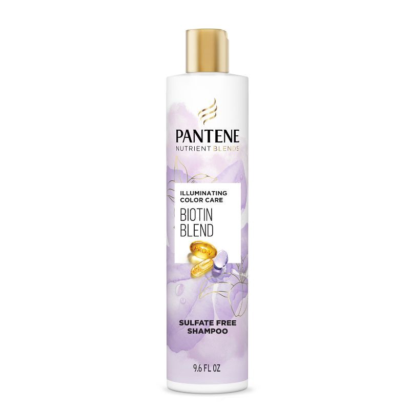 slide 1 of 9, Pantene Illuminating Sulfate Free Biotin Shampoo for Nourishing Color Safe, Nutrient Blends - 9.6 fl oz, 9.6 fl oz