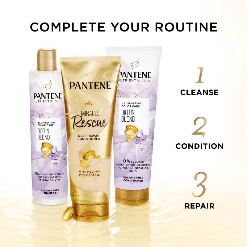 slide 7 of 9, Pantene Illuminating Sulfate Free Biotin Shampoo for Nourishing Color Safe, Nutrient Blends - 9.6 fl oz, 9.6 fl oz