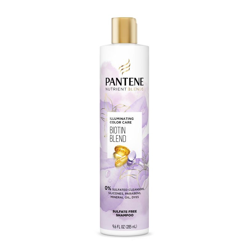 slide 8 of 9, Pantene Illuminating Sulfate Free Biotin Shampoo for Nourishing Color Safe, Nutrient Blends - 9.6 fl oz, 9.6 fl oz