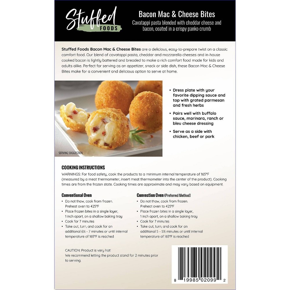 slide 2 of 2, Stuffed Foods Frozen Bacon Cheddar Mac & Cheese Bites, 9.75 oz