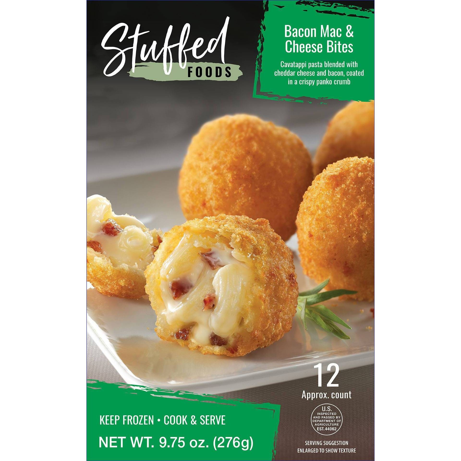 slide 1 of 2, Stuffed Foods Frozen Bacon Cheddar Mac & Cheese Bites, 9.75 oz