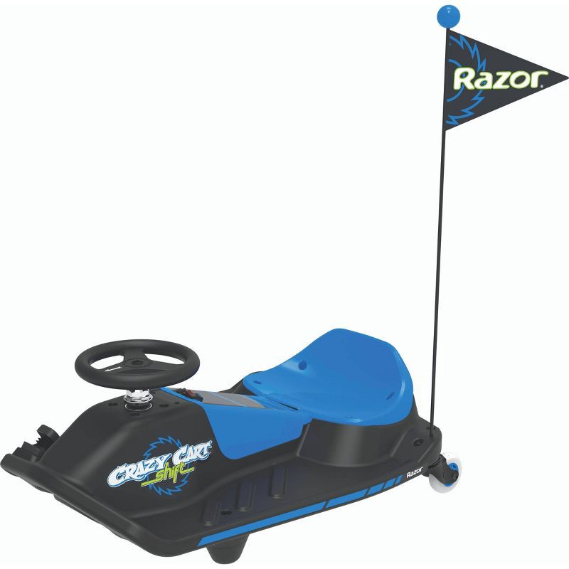 slide 1 of 9, Razor 12V Crazy Cart Shift Electric Drifting Go Kart - Blue/Black, 1 ct