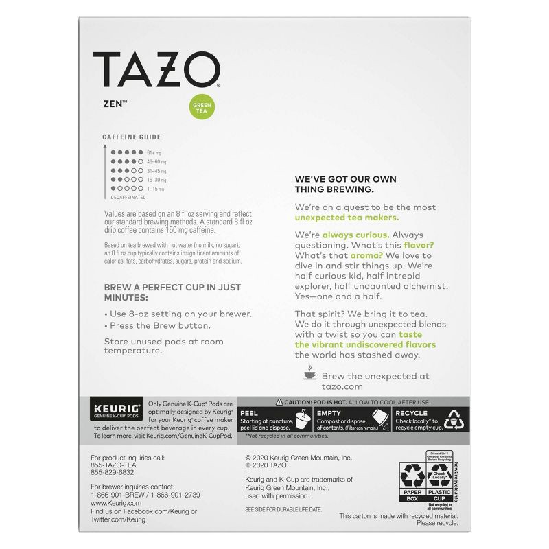 slide 2 of 4, TAZO Zen Green Tea Caffeinated Keurig K-Cup Pods - 22ct, 22 ct