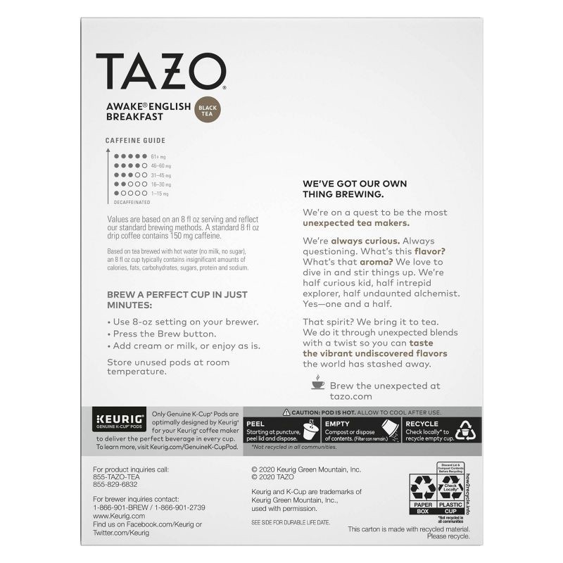 slide 2 of 7, TAZO Awake Black Tea Caffeinated Keurig K-Cup Pods - 22ct, 22 ct