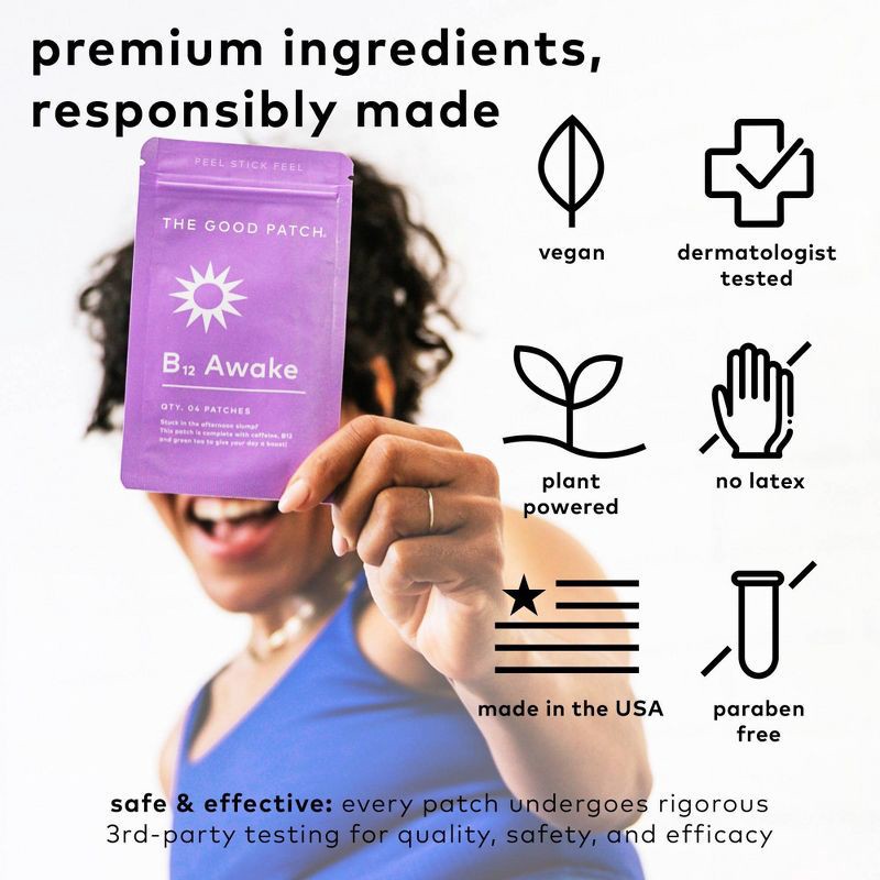 slide 5 of 10, The Good Patch B12 Awake Plant-Based Vegan Wellness Patch - 4ct, 4 ct