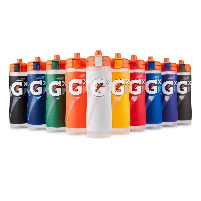 slide 3 of 3, Gatorade GX 30oz Plastic Water Bottle - White: Non-Slip Grip, BPA-Free, Screw-On Lid, Portable Drinkware, 30 oz