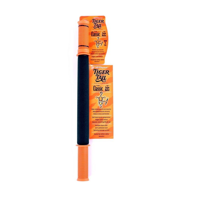 slide 3 of 9, Tiger Tail 18" Hand held Foam Roller - Black/Orange, 1 ct
