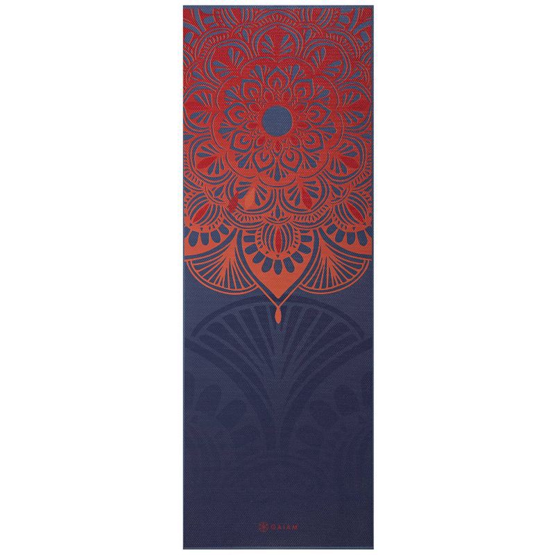 slide 2 of 6, Gaiam Reversible Yoga Mat - Teal Mandala Mantra (6mm), 1 ct