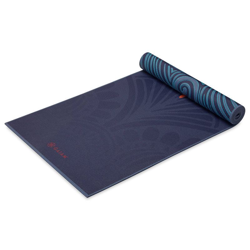 slide 3 of 6, Gaiam Reversible Yoga Mat - Teal Mandala Mantra (6mm), 1 ct