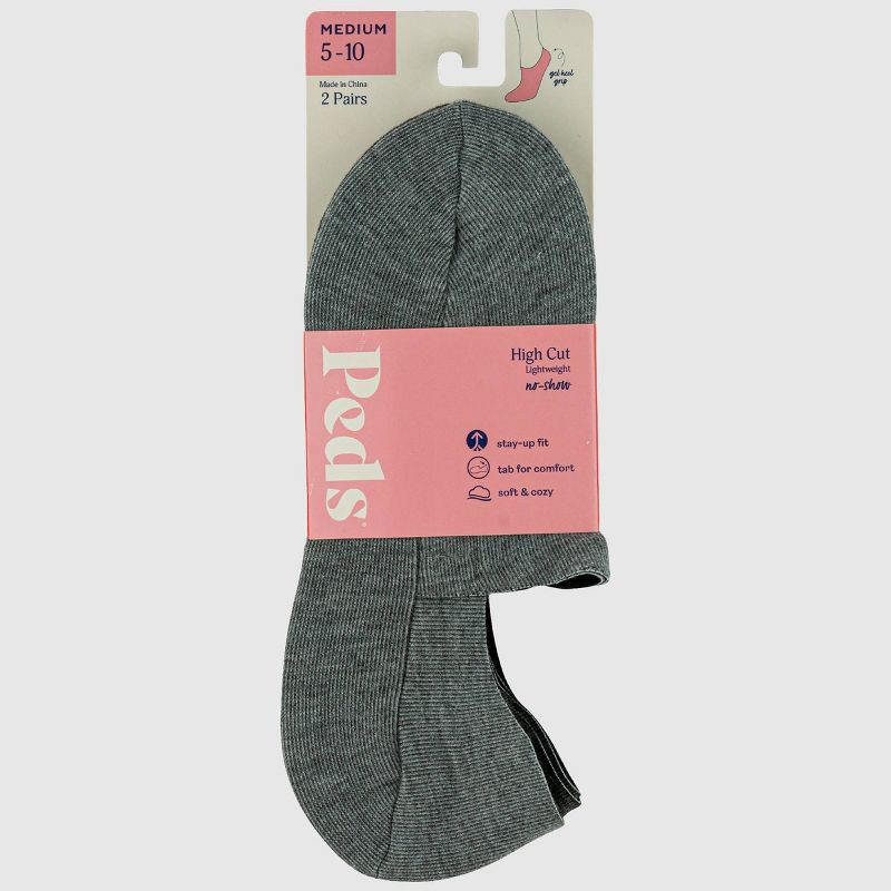 slide 2 of 3, Peds Women's 2pk Cozy Slipper Liner Socks - Charcoal/Heather Gray 5-10: Lightweight Knit, Comfort Heel Tab, 2 ct