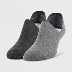 Peds Women's 2pk Cozy Slipper Liner Socks - Charcoal/Heather Gray 5-10: Lightweight Knit, Comfort Heel Tab