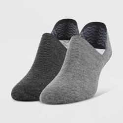 Peds Women's 2pk Cozy Slipper Liner Socks - Charcoal/Heather Gray 5-10: Lightweight Knit, Comfort Heel Tab