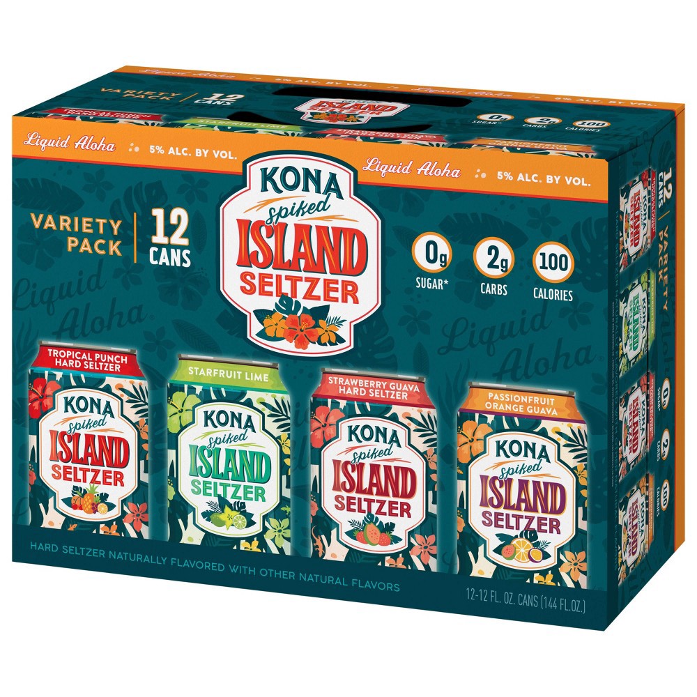 slide 4 of 4, Kona Brewing Co. Kona Spiked Island Hard Seltzer Variety Pack, 12 ct; 12 fl oz