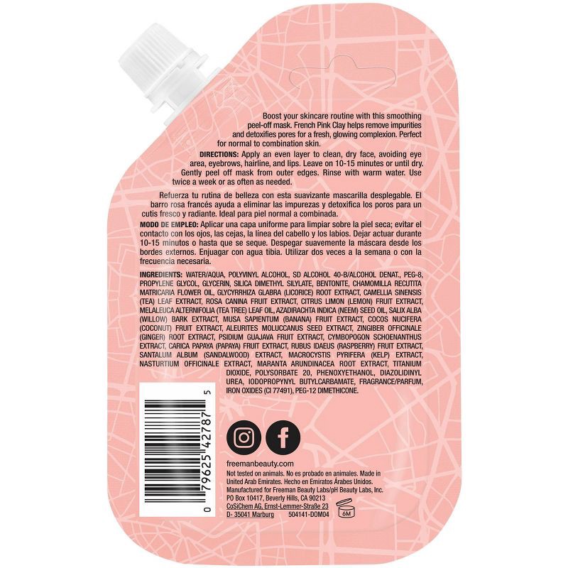 slide 2 of 6, Freeman Exotic Blend French Pink Clay Peel-Off Mask - 1.18 fl oz, 1.18 fl oz