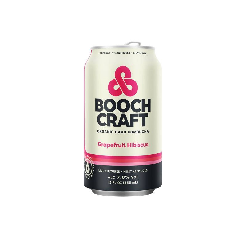slide 2 of 3, BoochCraft Booch Craft Grapefruit Hibiscus Hard Kombucha - 6pk/12 fl oz Cans, 6 ct; 12 fl oz