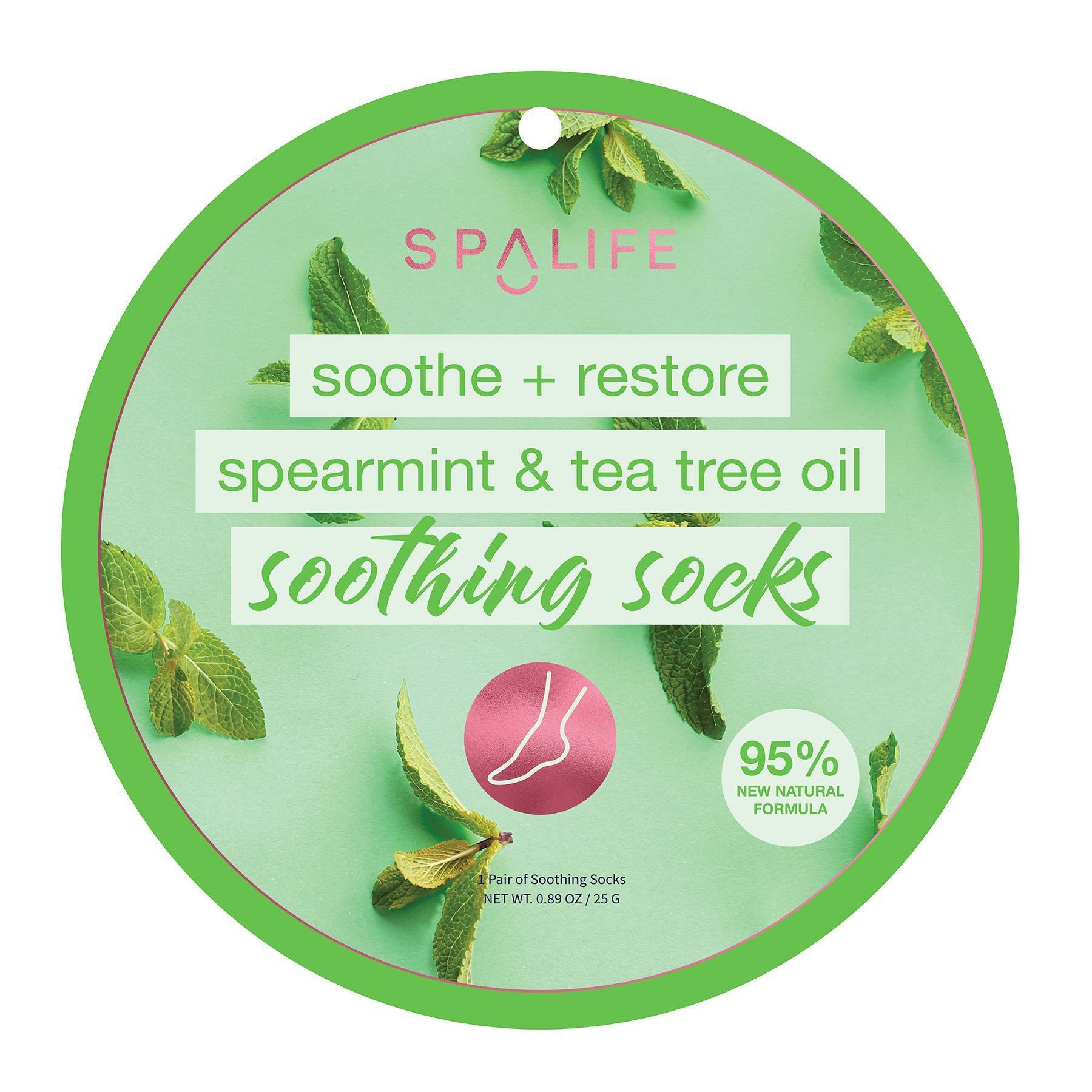 slide 1 of 3, SpaLife Soothe and Restore Spearmint and Tea Tree Oil Soothing Socks, 0.89 oz