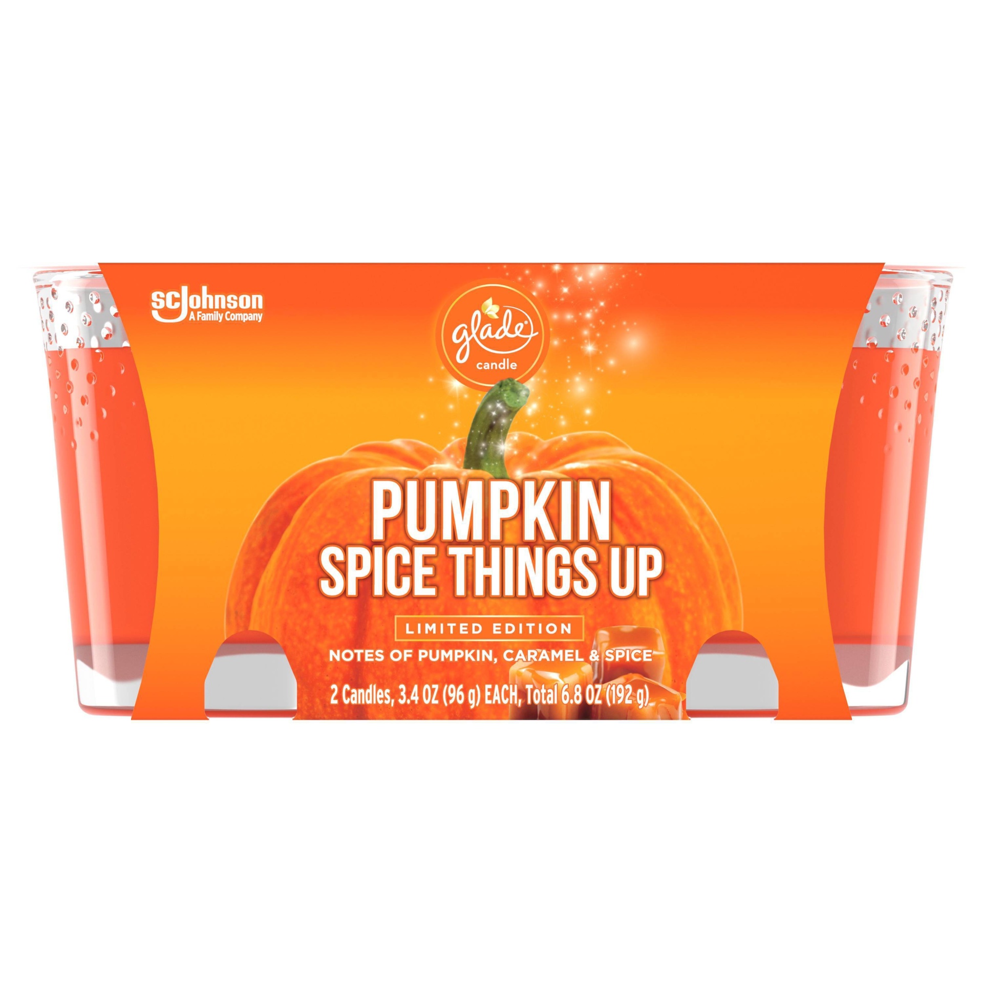 slide 1 of 4, Glade Jar Candle Pumpkin Spice Things Up, 6.8 oz, 2 ct