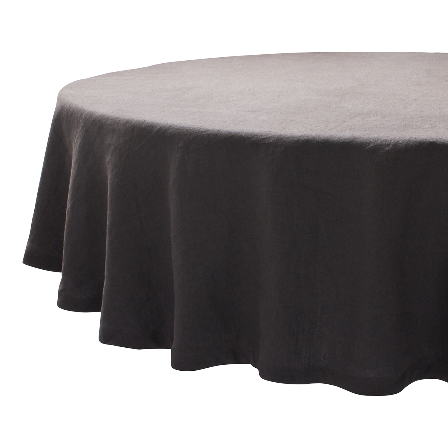 slide 1 of 1, Sur La Table Round Linen Tablecloth, Charcoal, 70 in