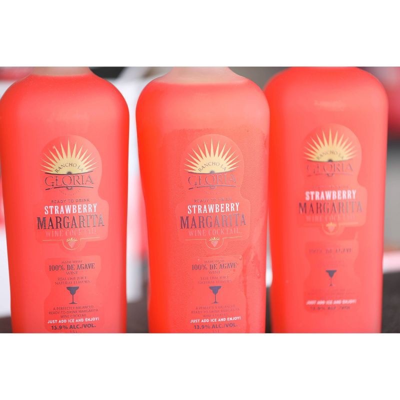 slide 3 of 3, Rancho La Gloria Strawberry Margarita Wine Cocktail - 1.5L Bottle, 1.5 liter