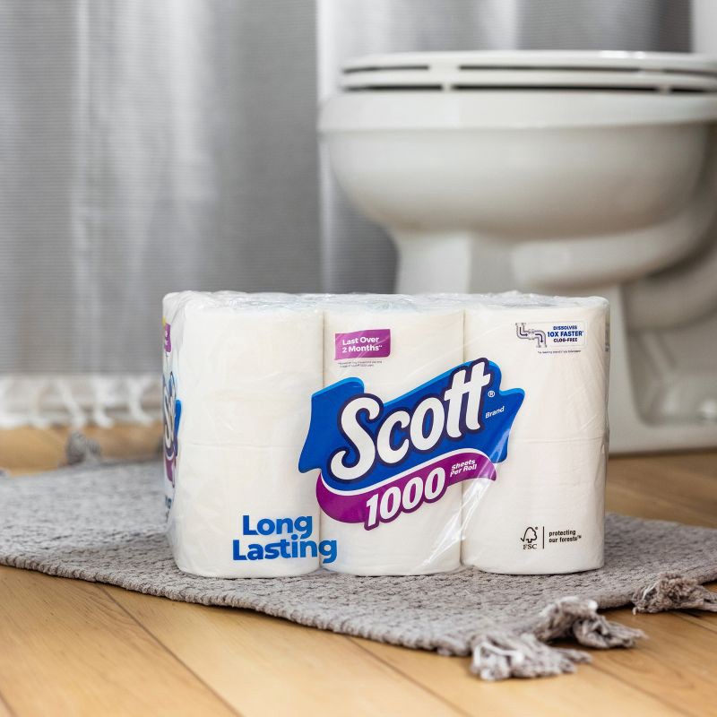 slide 3 of 9, Scott 1000 Septic-Safe 1-Ply Toilet Paper - 12 Rolls, 12 ct