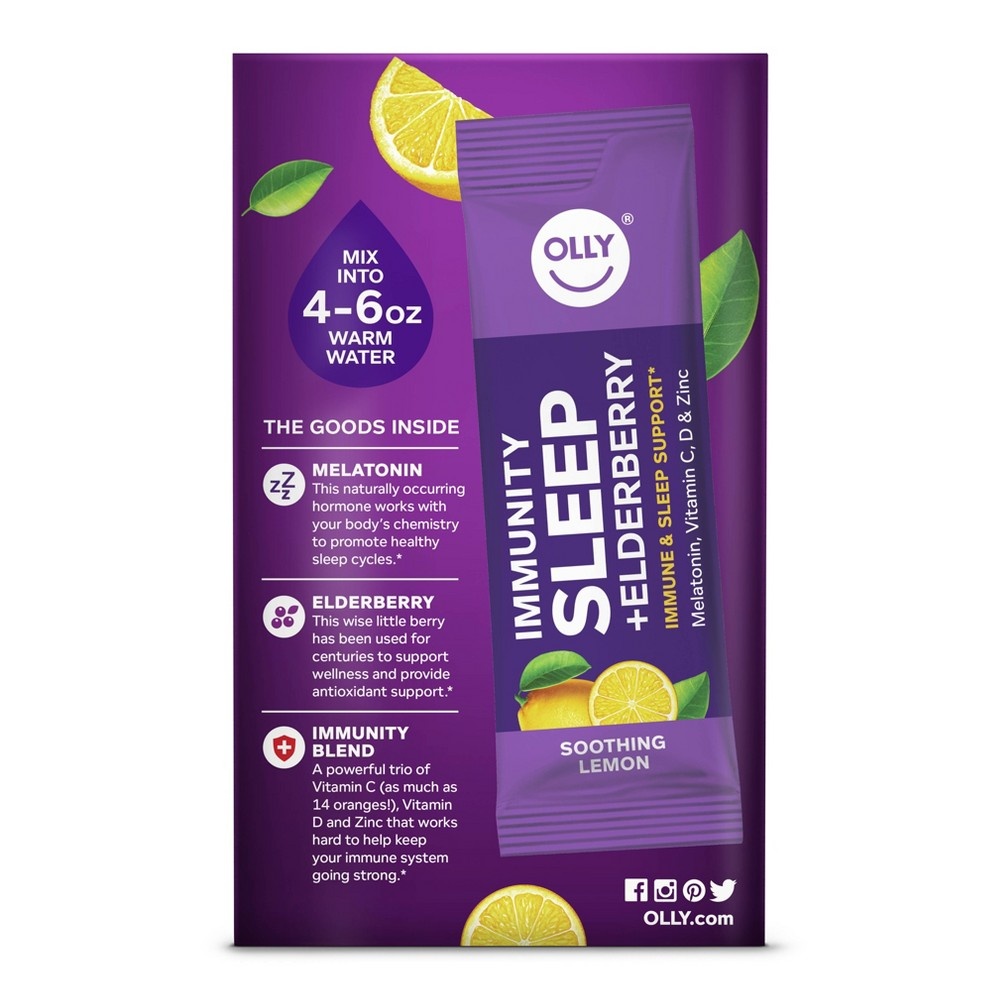 slide 4 of 6, OLLY Immunity Sleep + Elderberry Dietary Supplement - Soothing Lemon - 10ct, 10 ct