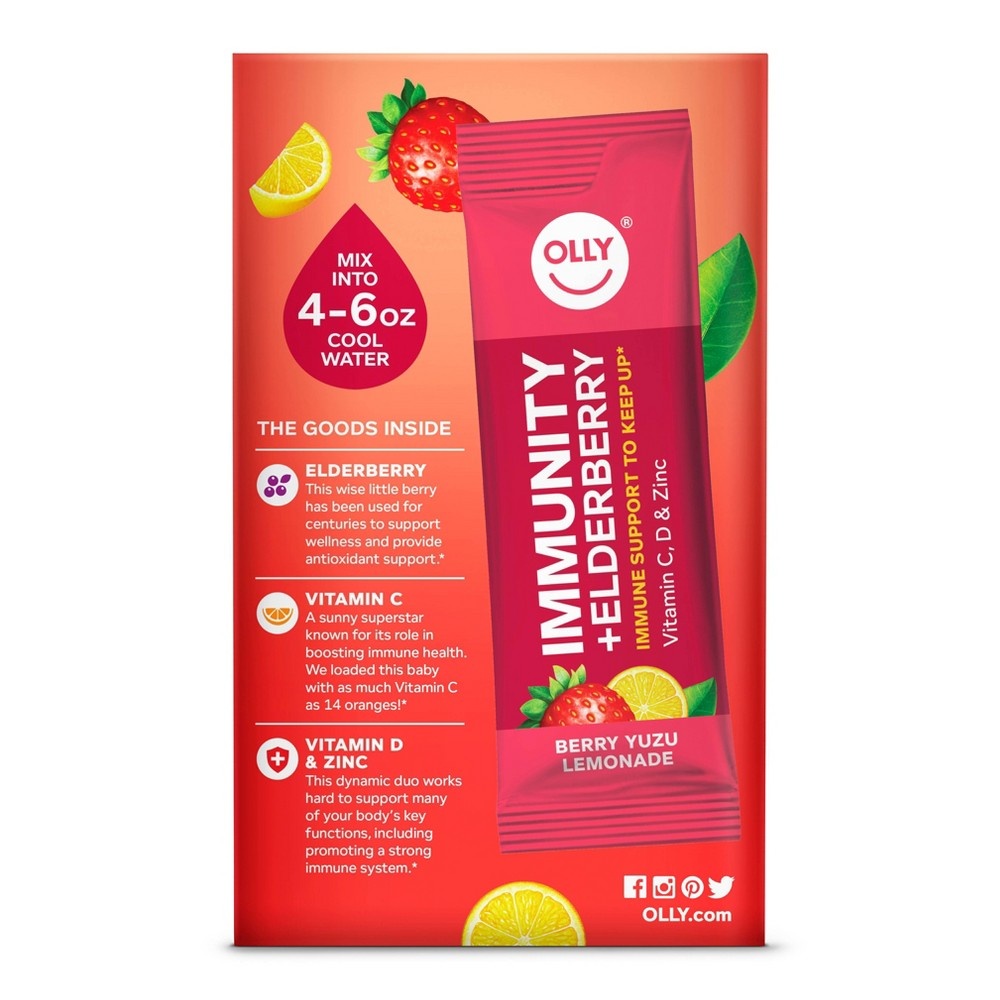 slide 2 of 6, OLLY Immunity + Elderberry Supplement - Berry Yuzu Lemonade - 10ct, 10 ct