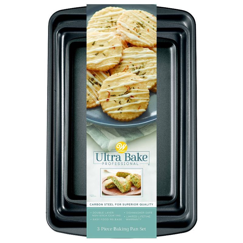 slide 7 of 7, Wilton Ultra Bake Pro 3pc Cookie Sheet Set, 3 ct