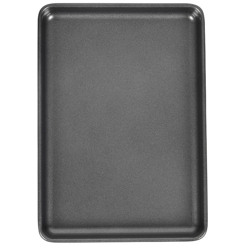 slide 4 of 5, Wilton Ultra Bake Pro 2pc 7x10 Cookie Sheet Set: Nonstick Carbon Steel Baking Pans, Dishwasher-Safe, Slate Gray, 2 ct