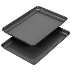 Wilton Ultra Bake Pro 2pc 7x10 Cookie Sheet Set: Nonstick Carbon Steel Baking Pans, Dishwasher-Safe, Slate Gray