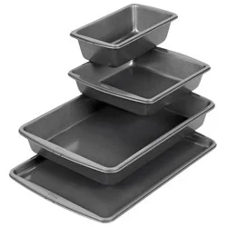 Wilton Ultra Bake Pro 4pc Bakeware Set: Nonstick Carbon Steel Baking Pan & Sheet, Dishwasher-Safe, Silver