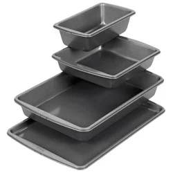 Wilton Ultra Bake Pro 4pc Bakeware Set: Nonstick Carbon Steel Baking Pan & Sheet, Dishwasher-Safe, Silver