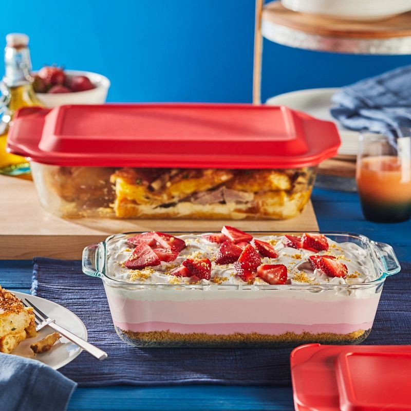 slide 4 of 6, Pyrex Deep 4pc Glass Bakeware Set: Clear Baking Dishes with Lids, Dishwasher & Oven Safe, 4 ct