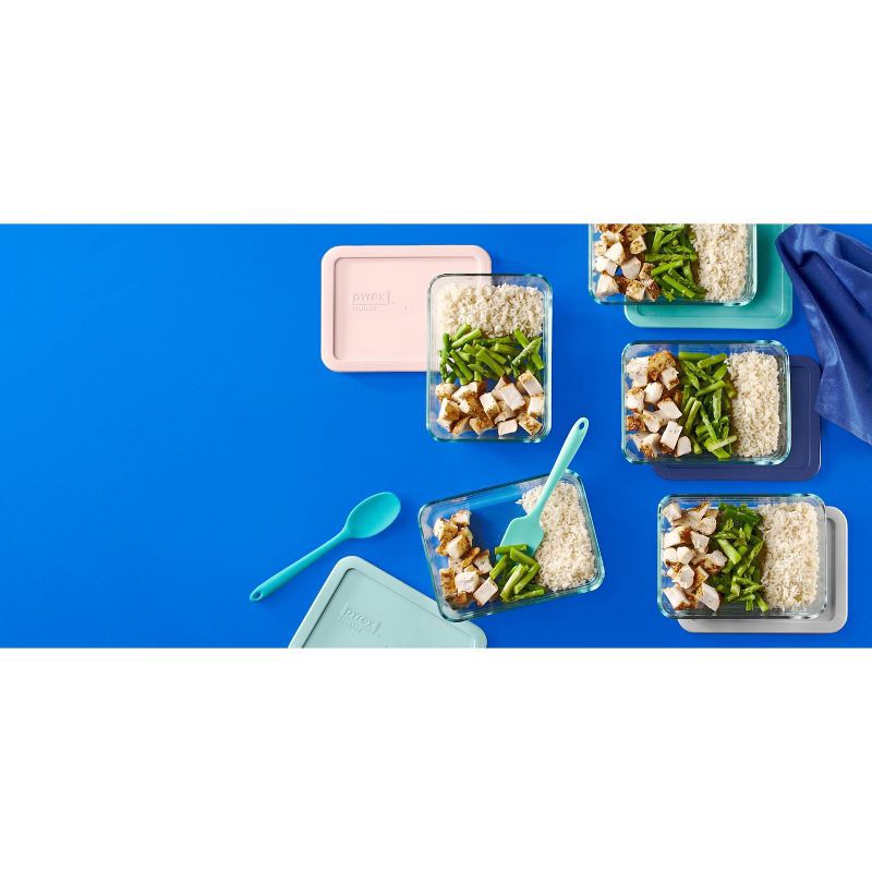 slide 6 of 7, Pyrex 10pc Glass Meal Prep Set: Clear Glass Food Storage Containers with Plastic Lids, Dishwasher-Safe, 10 ct