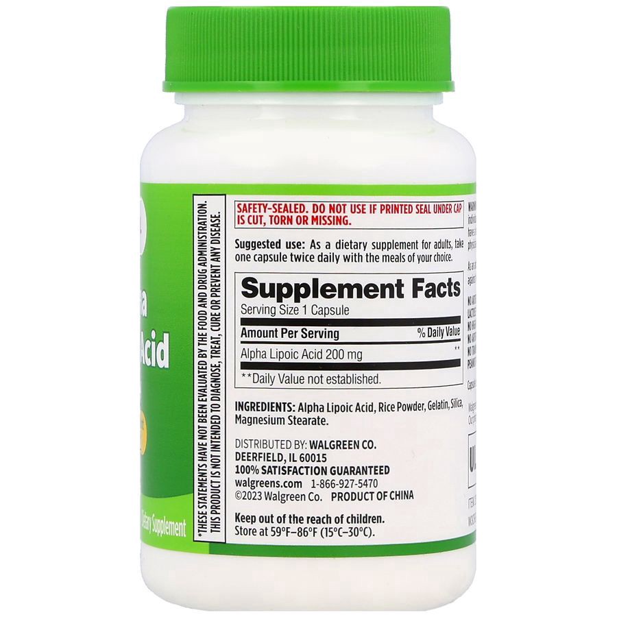 slide 5 of 5, Walgreens Alpha Lipoic Acid 200 mg Capsules, 30 ct
