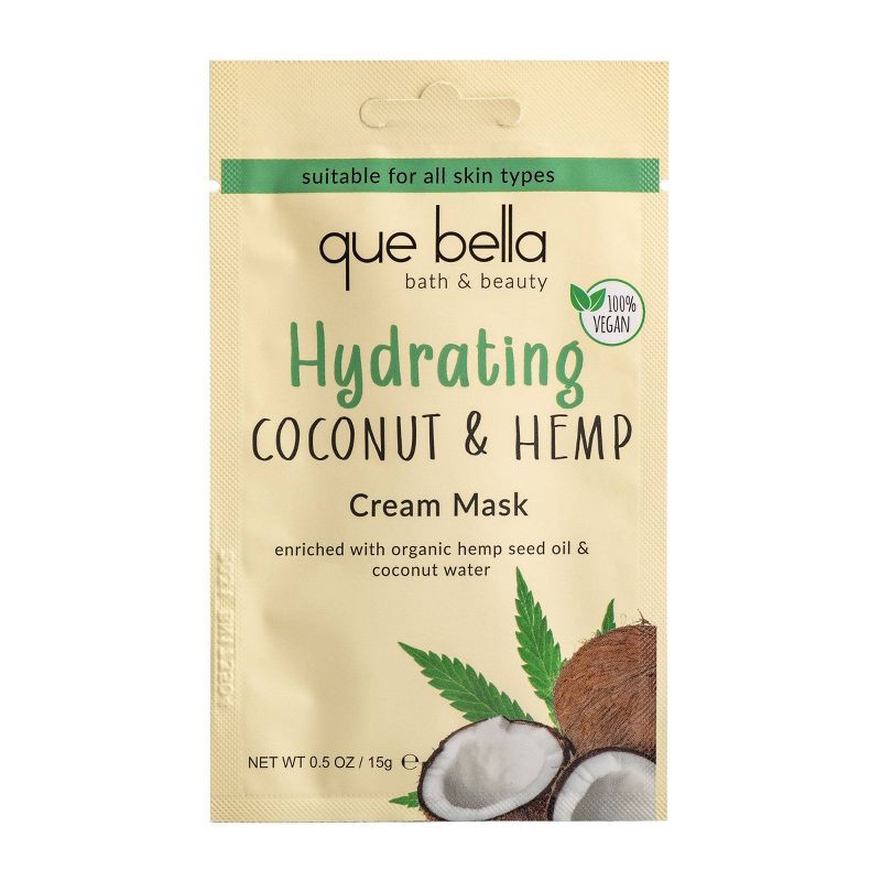 slide 1 of 1, Que Bella Hydrating Coconut & Hemp Cream Mask - 0.5oz, 0.5 oz